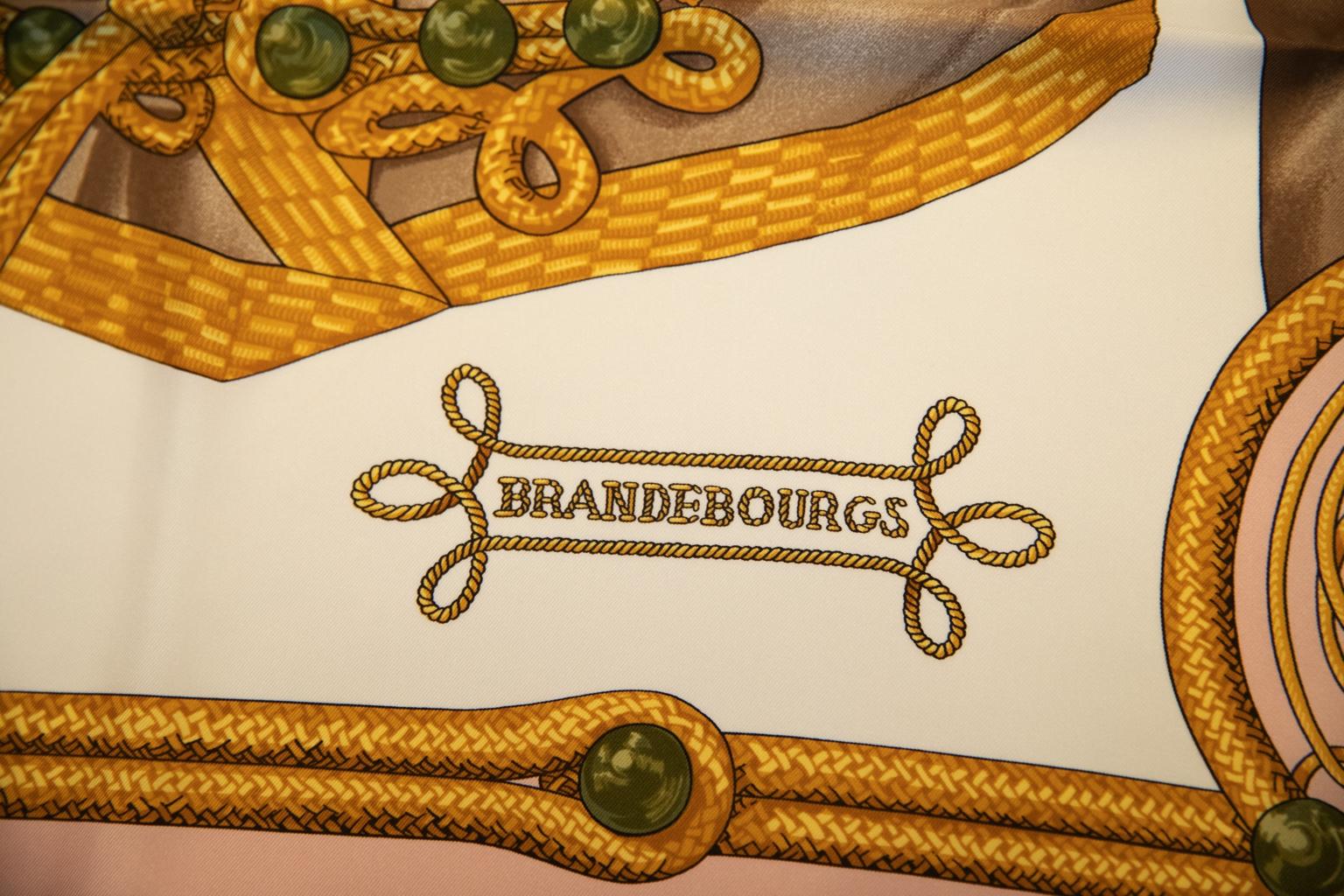 Brown New in Box Hermès Brandebourgs Silk Twill Scarf