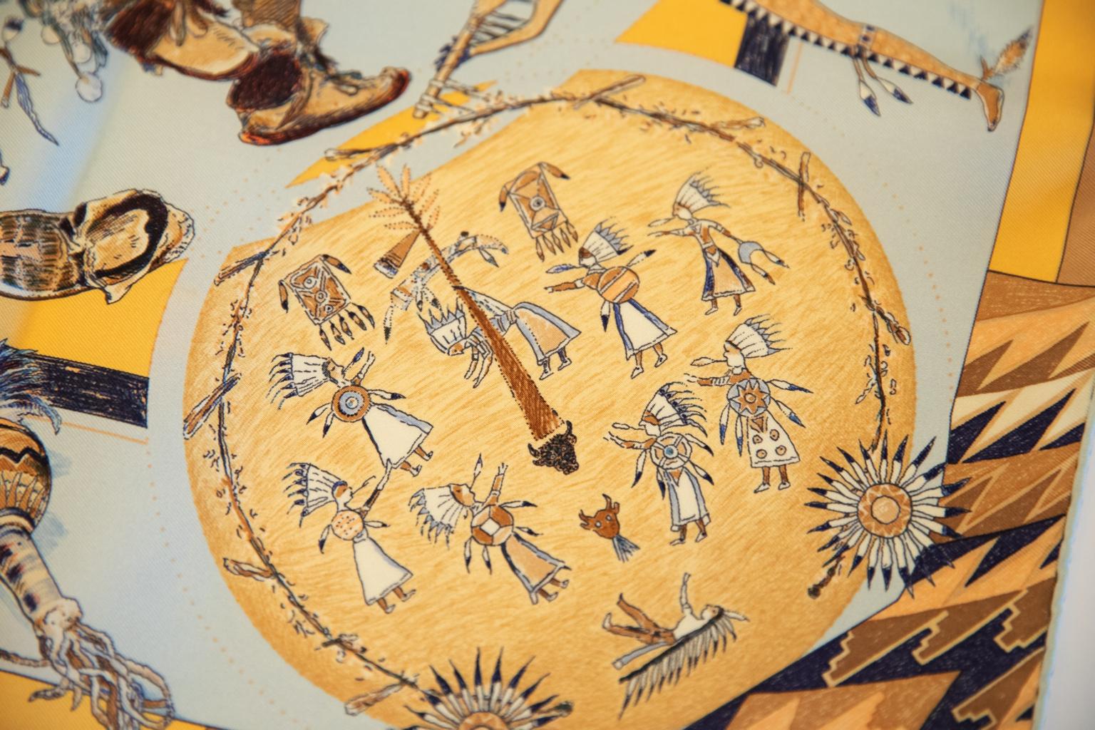 Hermès Dances des Indiennes scarf designed by Kermit Oliver. Hand-rolled edges. Brand new with box.