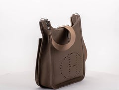 New in Box Hermes Evelyne PM Etoupe Palladium Crossbody Bag