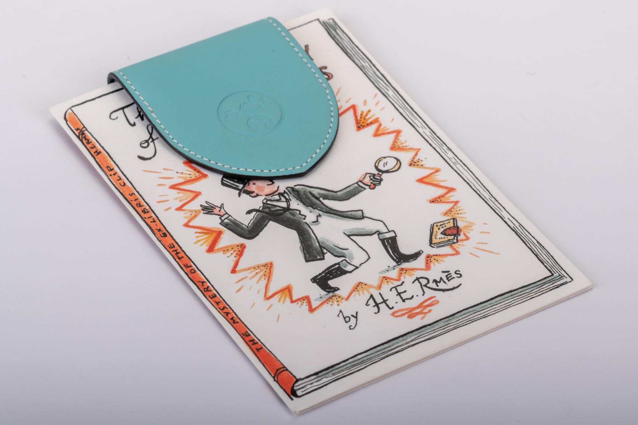 Hermès ex-libris blue atoll magnet bookmark. Comes with original box.