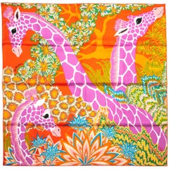 New in Box Hermes "Giraffes" Silk Scarf