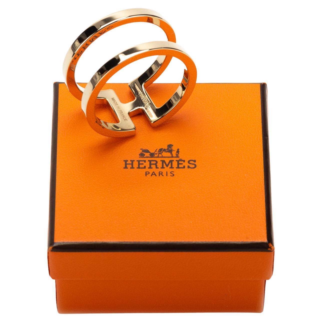 New in Box Hermes Gold Tone Scarf Ring