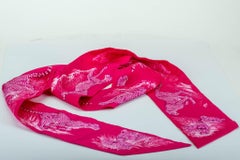 New in Box Hermes Guepards Fuchsia Thin Maxi Twilly Scarf