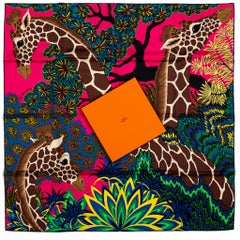 New in Box Hermes Hot Pink Giraffe Scarf