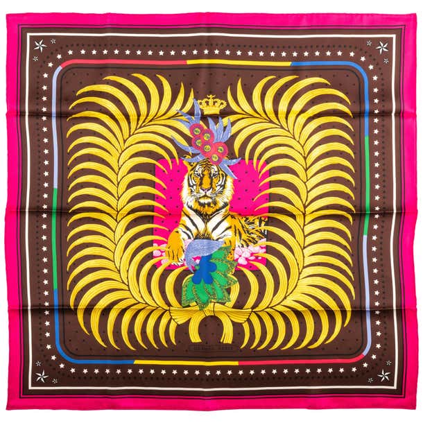 New in Box Hermes Imperial Tiger Brown Silk Scarf For Sale at 1stDibs ...