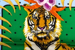 New in Box Hermes Imperial Tiger Celeste Silk Scarf