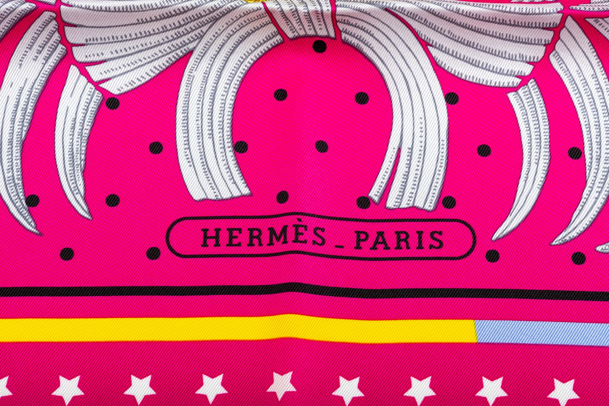 Pink New in Box Hermes Imperial Tiger Fuchsia Silk Scarf For Sale