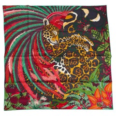 New in Box Hermès Jaguar Quetzal Silk Twill Scarf