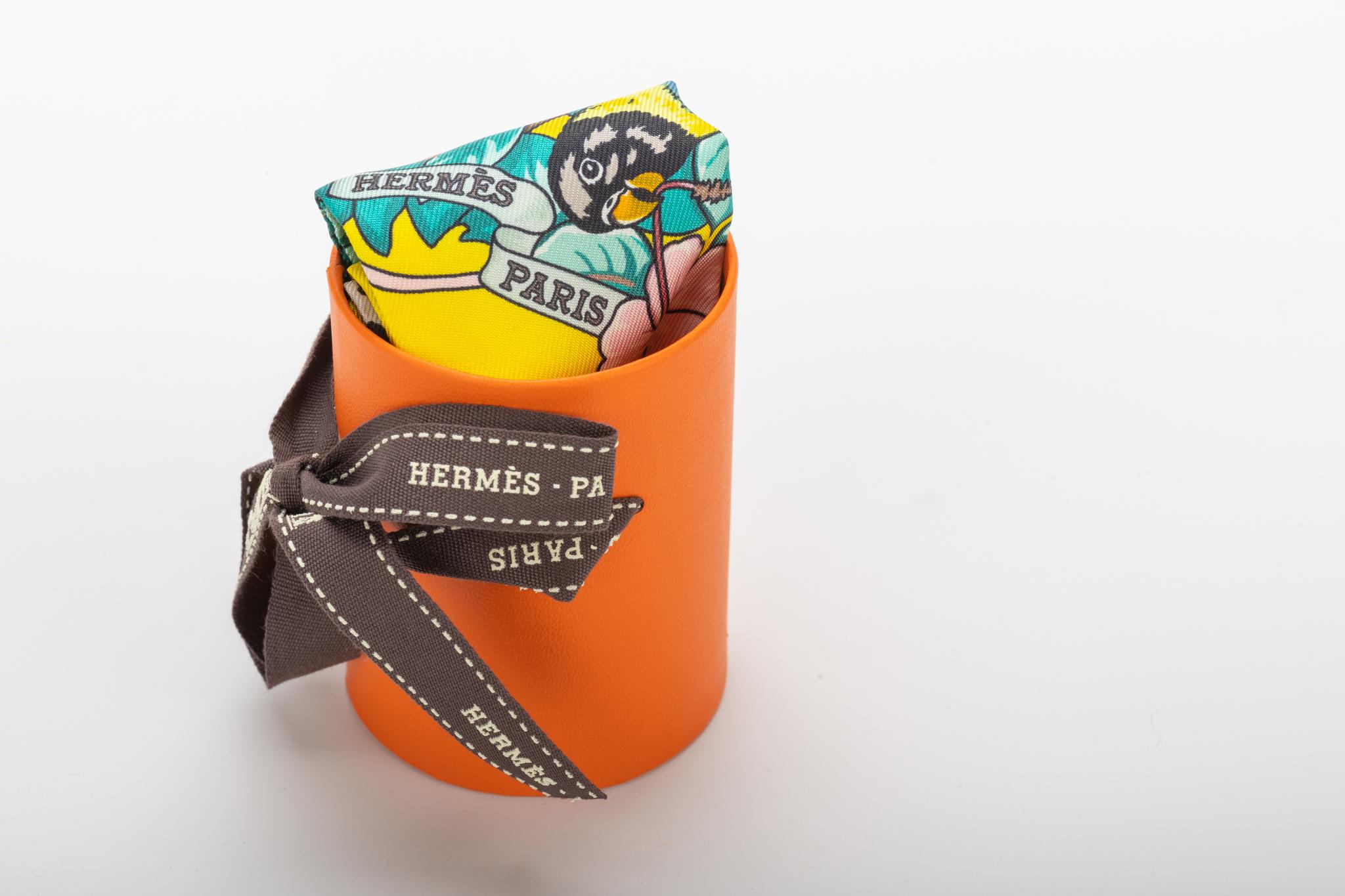 Hermès yellow silk twilly, limited edition 