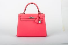 New in Box Hermes Kelly 25 Rose Azalee Sellier Bag