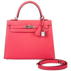 Hermes Kelly 25 Bag Sellier Rose Pourpre Crocodile Palladium Hardware –  Mightychic