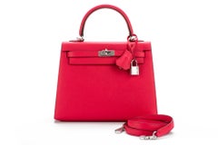New in Box Hermes Kelly 25 Rose Extreme Espom Bag