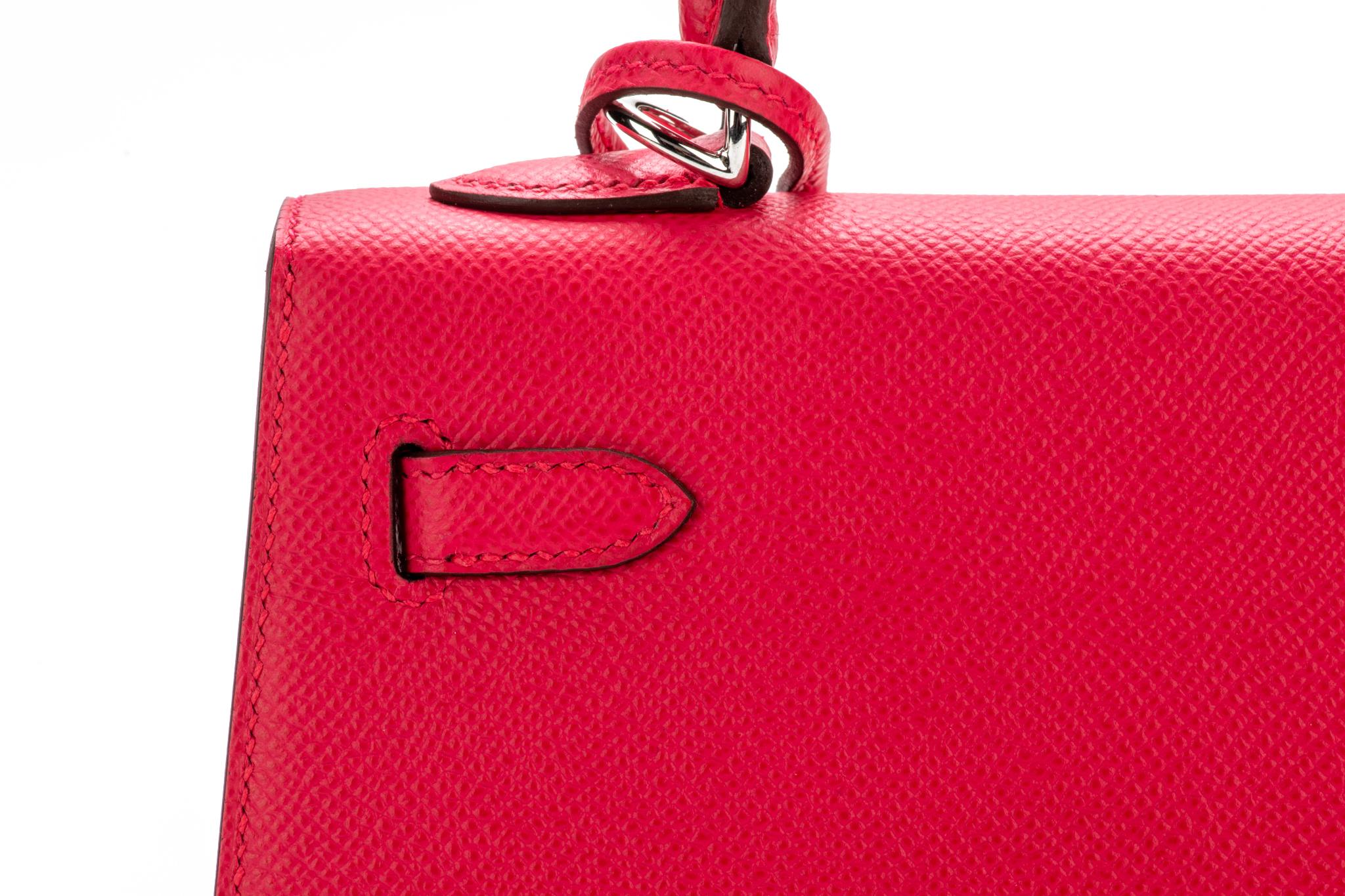 Red New in Box Hermes Kelly 25 Rose Extreme Espom Bag