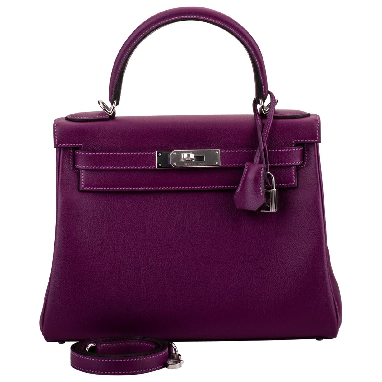 New in Box Hermes Kelly 28 Anemone Palladium Bag