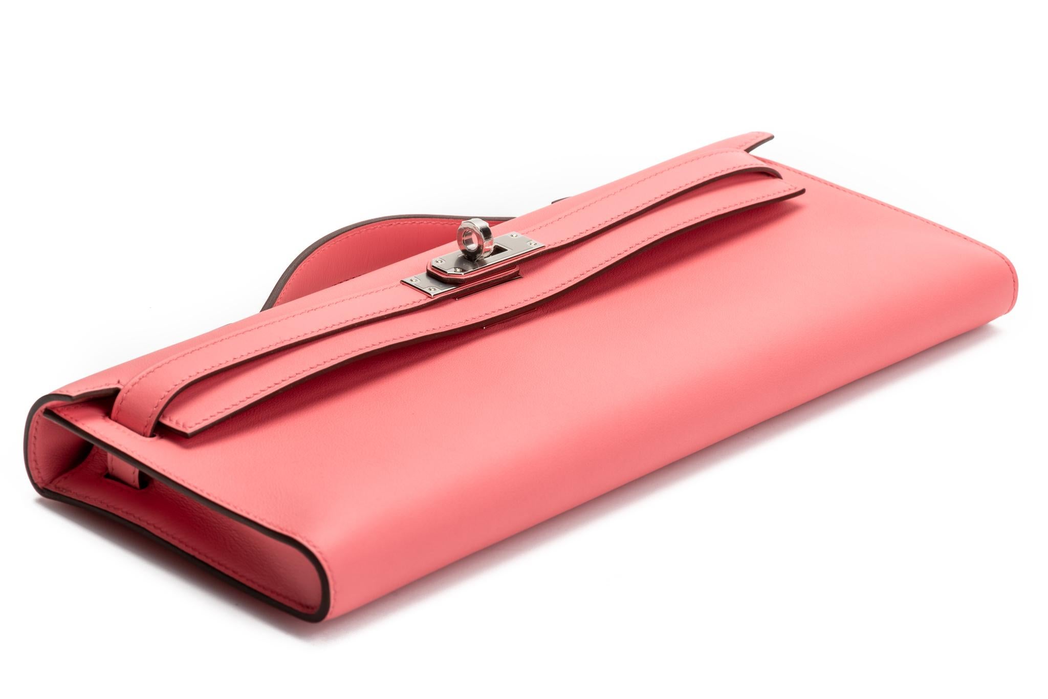 Pink New in Box Hermes Kelly Cut Rose Azalee Swift Bag