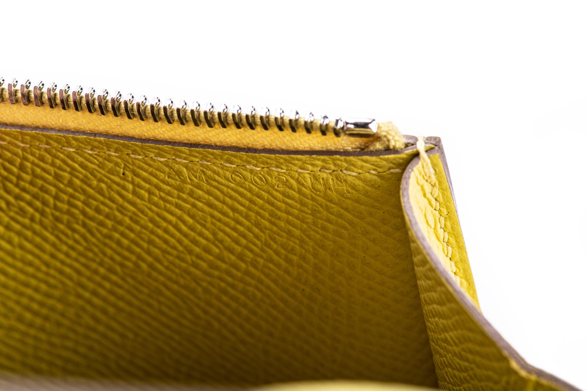 New in Box Hermès Lemon Yellow Epsom Clutch Bag For Sale 3
