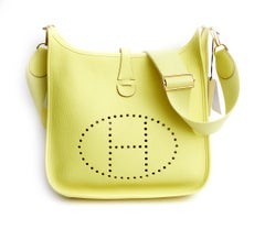 New in Box Hermès  Lime Yellow Evelyne PM Crossbody Bag