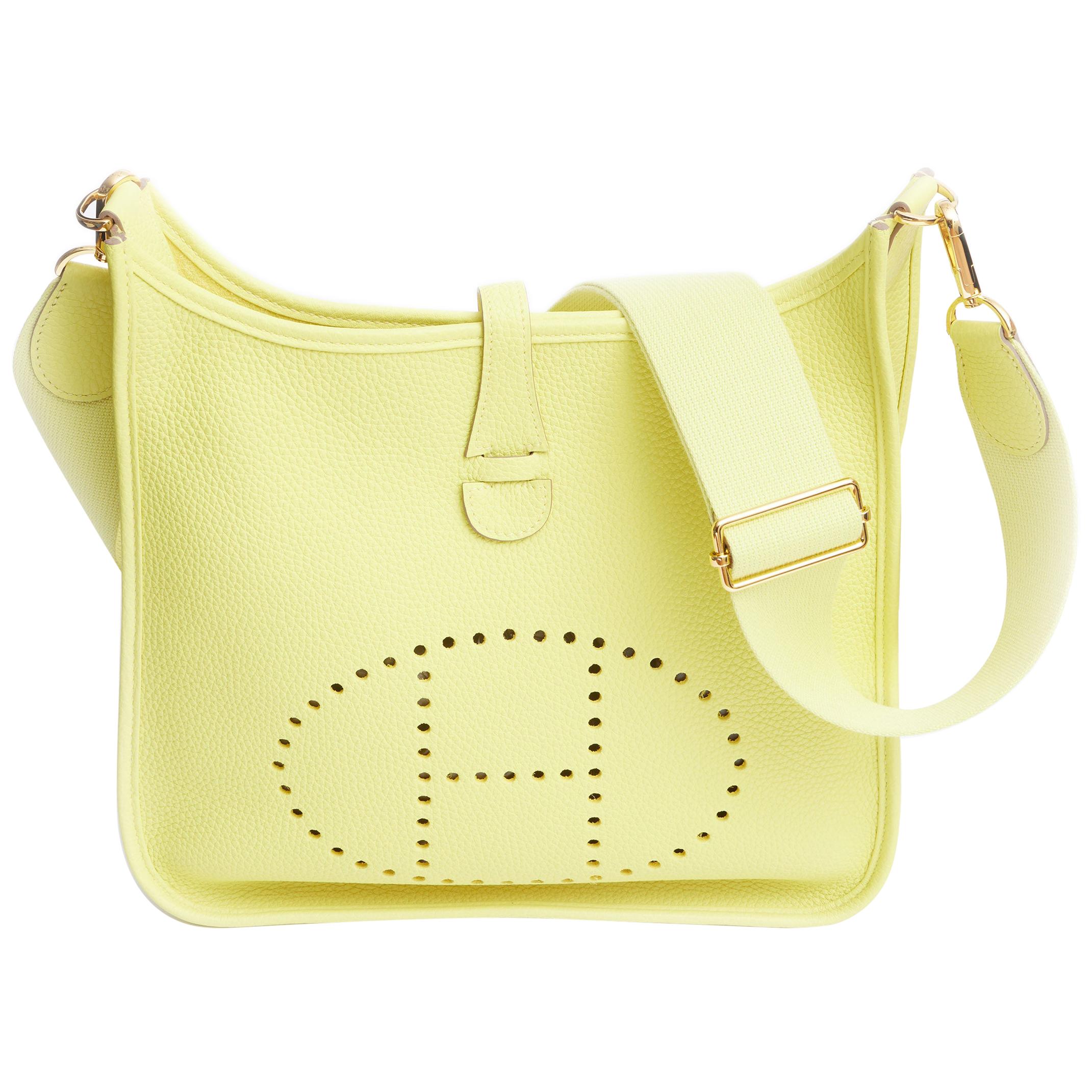 New in Box Hermès  Lime Yellow Evelyne PM Crossbody Bag