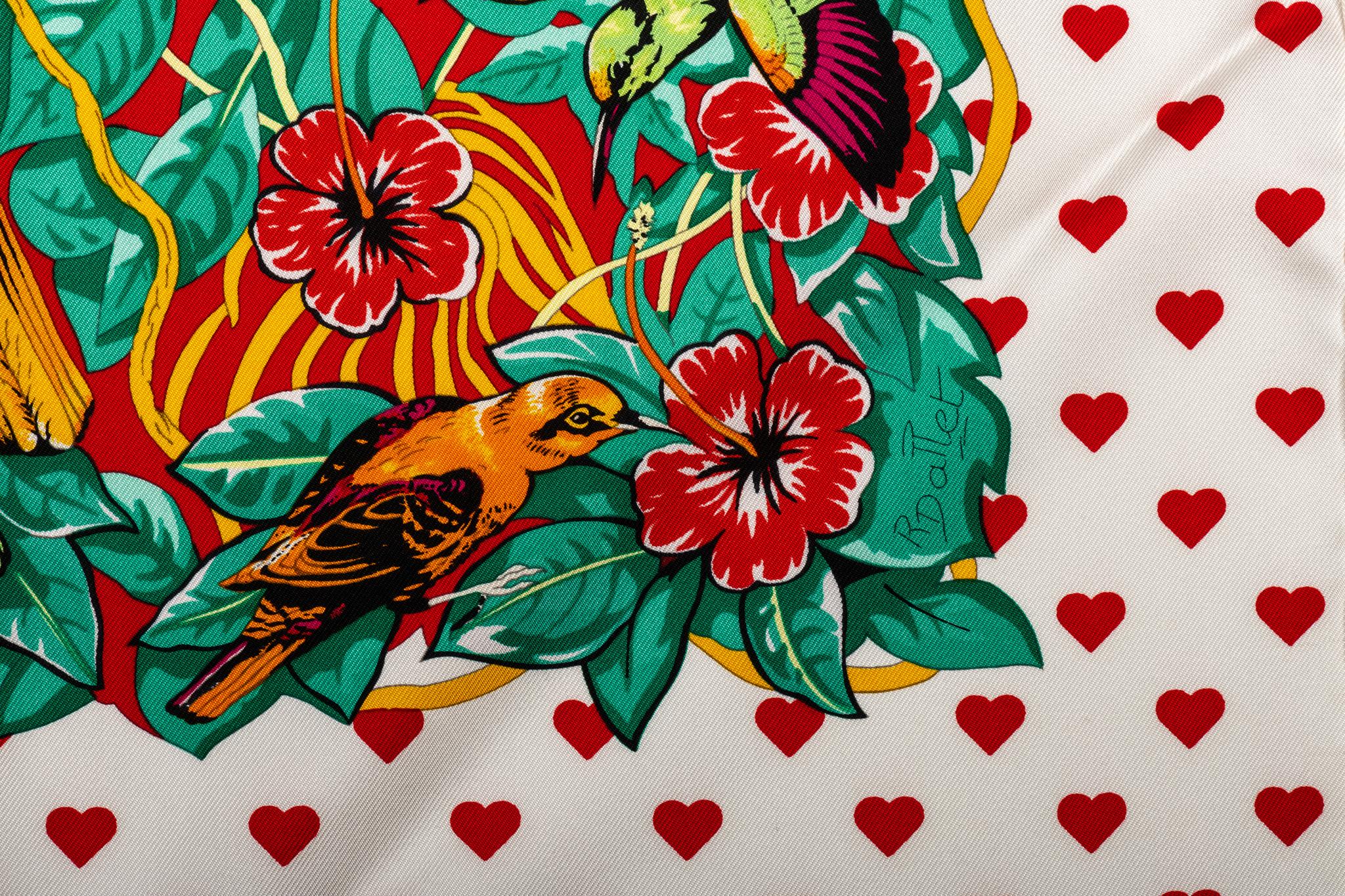 New in Box Hermes Limited Edition  Jungle Love Hearts Dallet Scarf For Sale 1