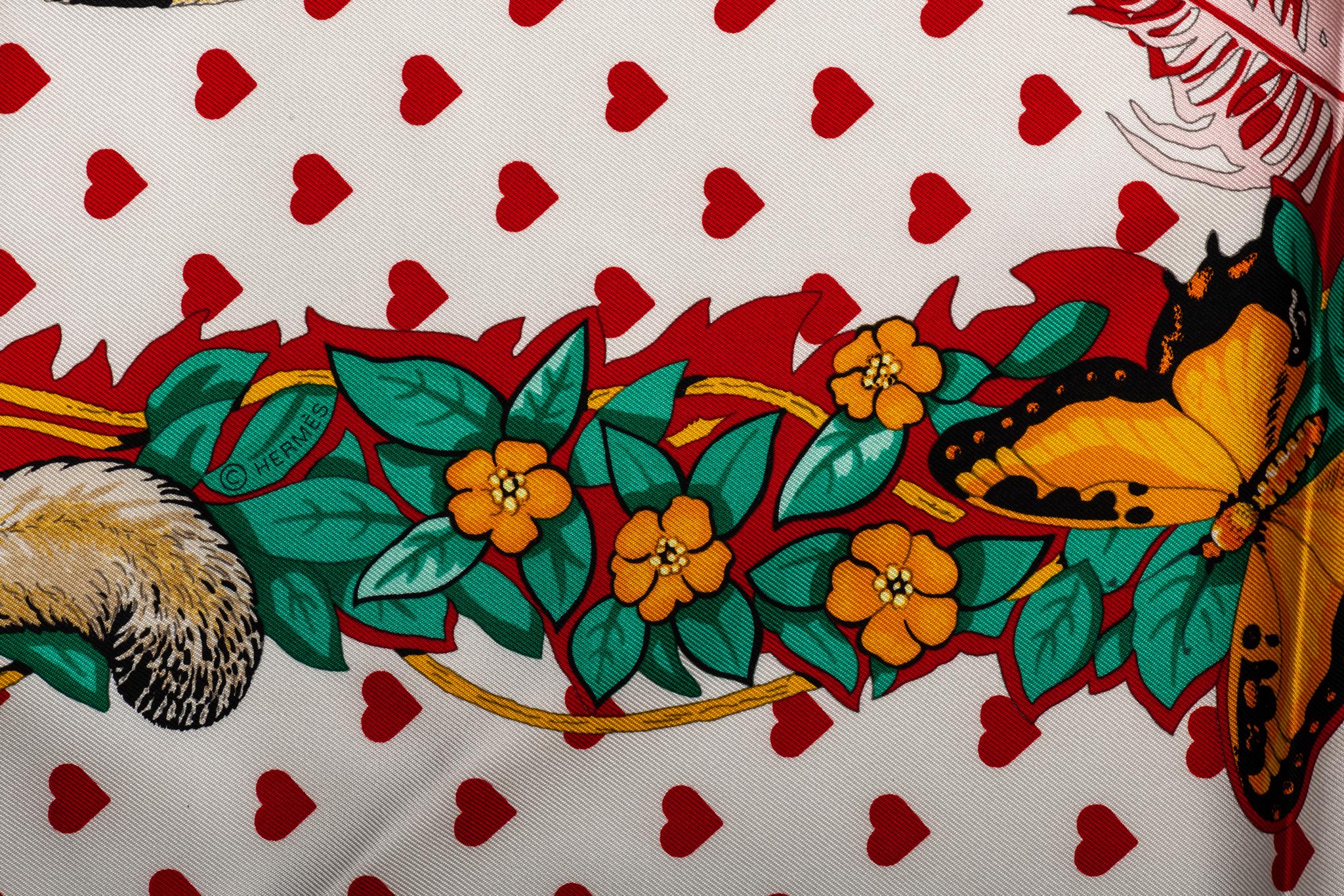 Beige New in Box Hermes Limited Edition  Jungle Love Hearts Dallet Scarf