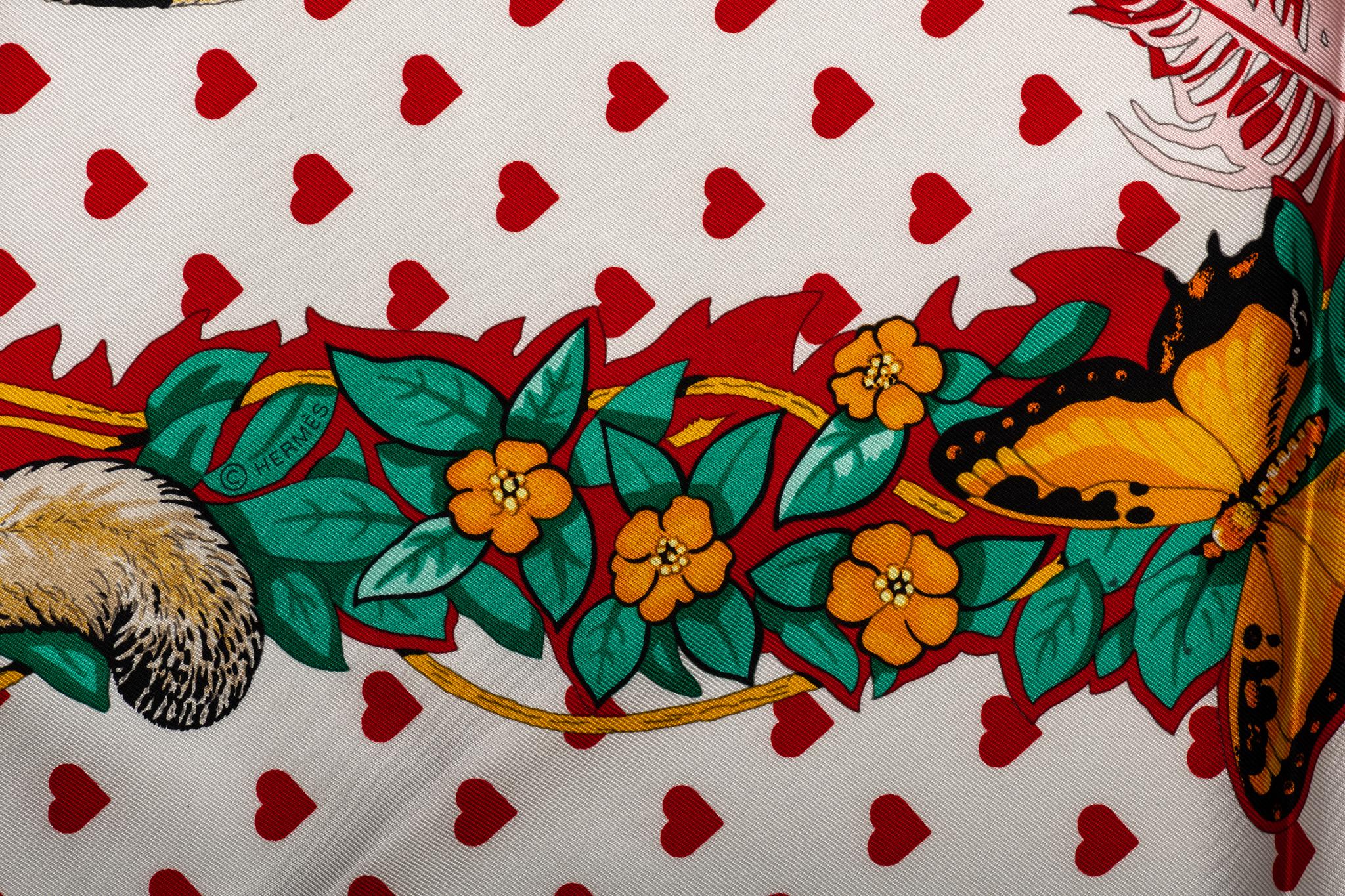 New in Box Hermes Limited Edition  Jungle Love Hearts Dallet Scarf For Sale 2