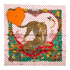New in Box Hermes Limited Edition  Jungle Love Hearts Dallet Scarf