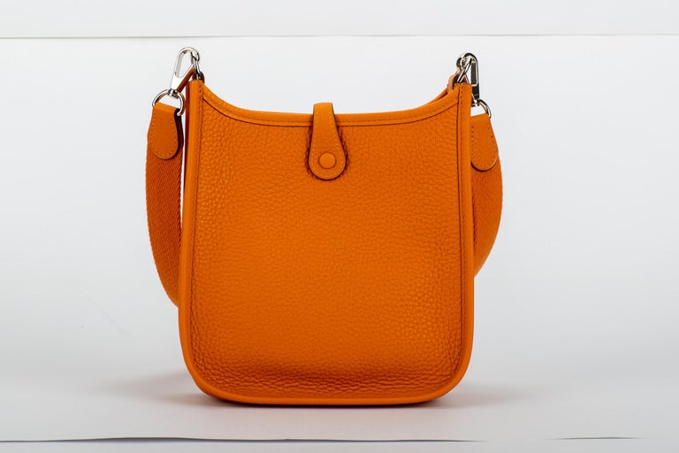 New in Box Hermes Mini Evelyne Apricot Crossbody Bag at 1stdibs