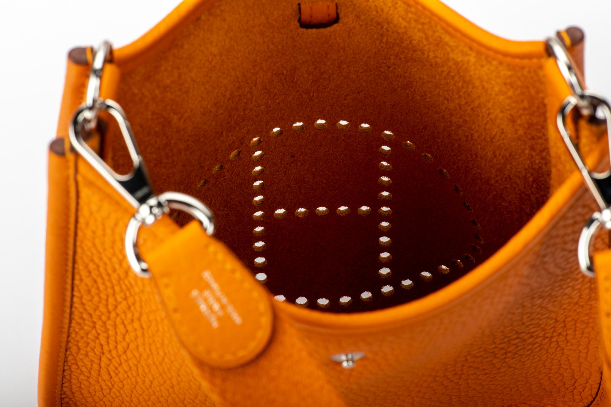 New in Box Hermes Mini Evelyne Apricot Crossbody Bag 1