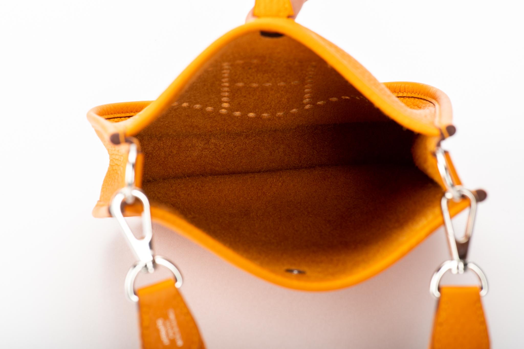 New in Box Hermes Mini Evelyne Apricot Crossbody Bag 2