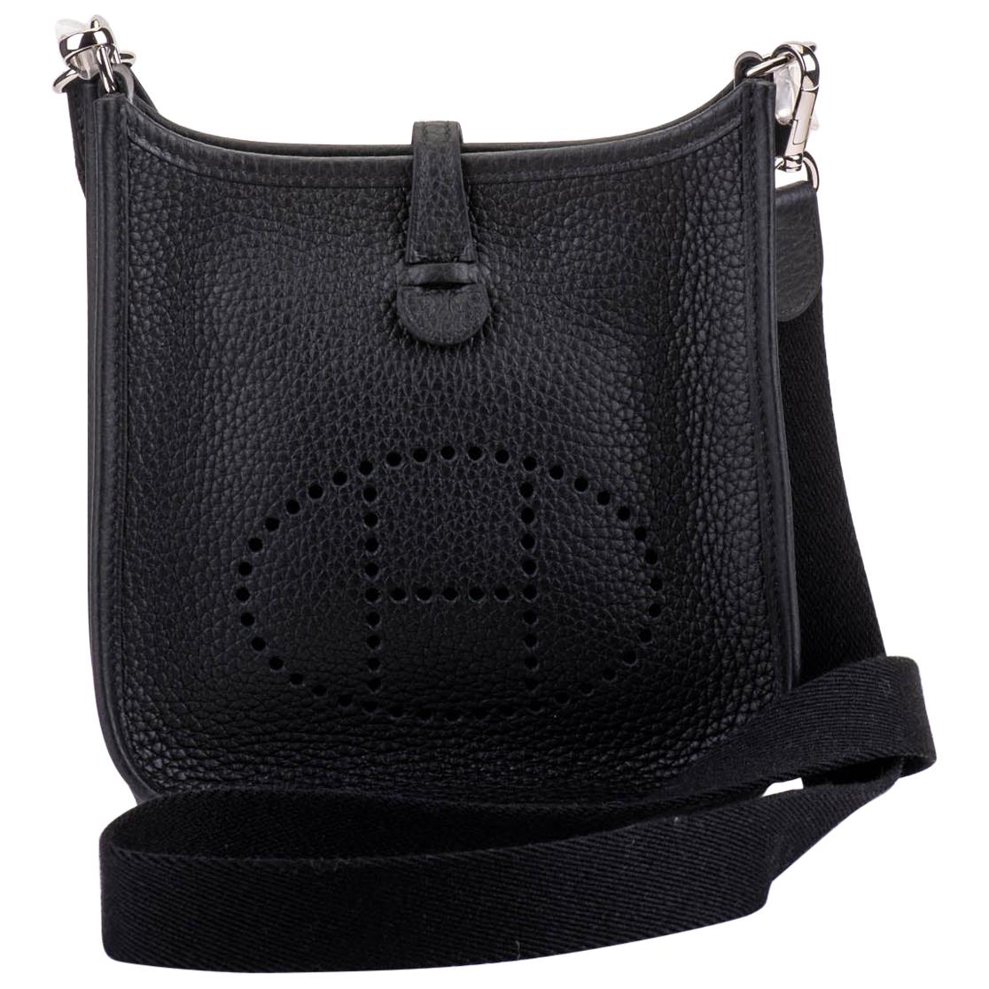 New in Box Hermes Mini Evelyne Black Palladium Crossbody Bag