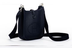 New in Box Hermes Mini Evelyne Blue Nuit Crossbody Bag