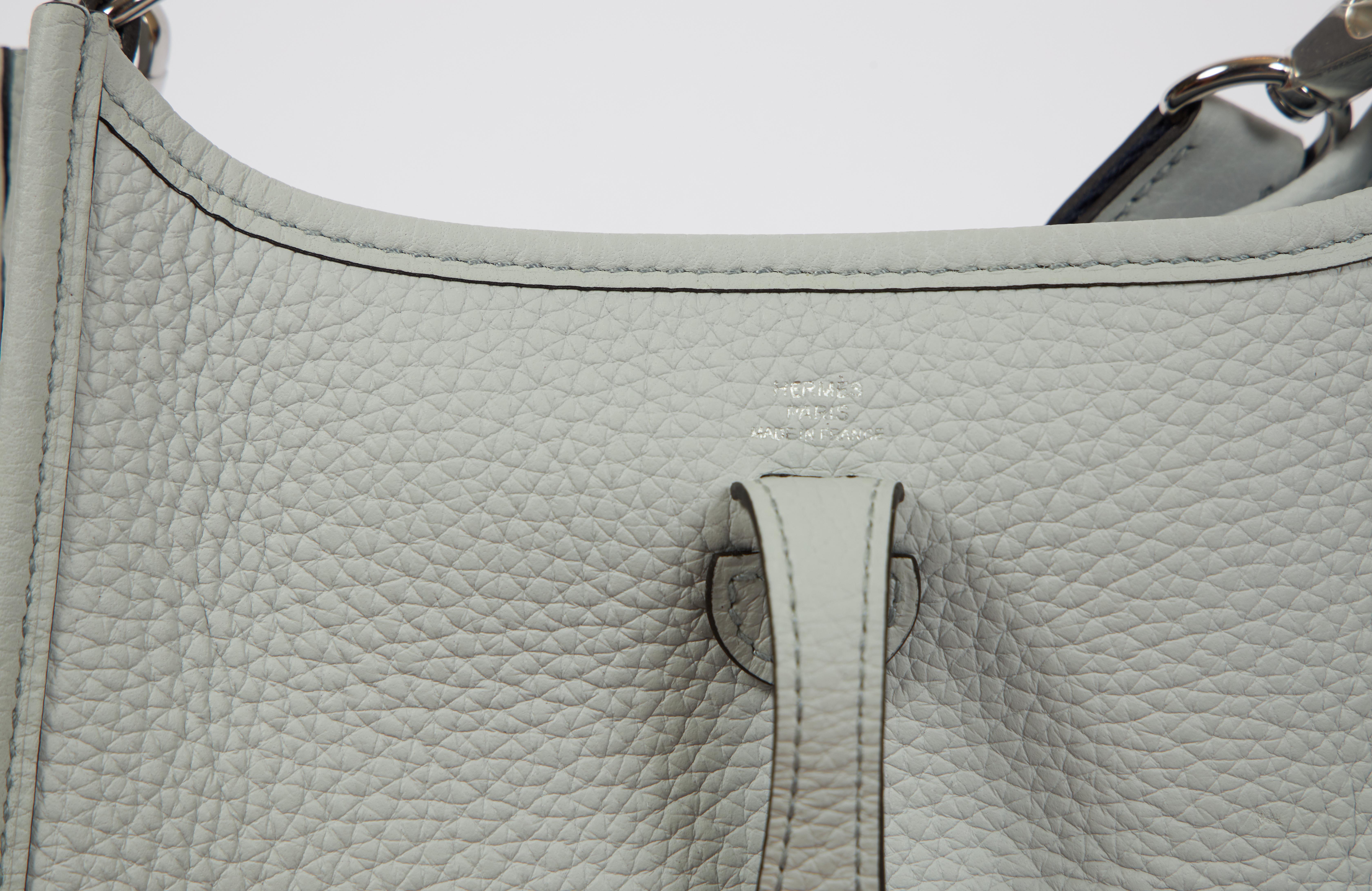 New in Box Hermes Mini Evelyne Blue Pale Indigo Crossbody In New Condition In West Hollywood, CA