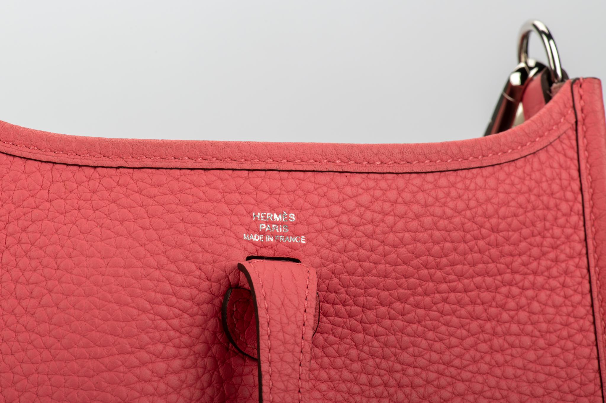 Red New in Box Hermes Mini Evelyne Rose Azalee Crossbody Bag