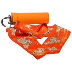 New in Box Hermes Orange Guepards Maxi Twilly Thin Scarf