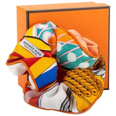 New in Box Hermes Orange Silk Hair Scrunchie