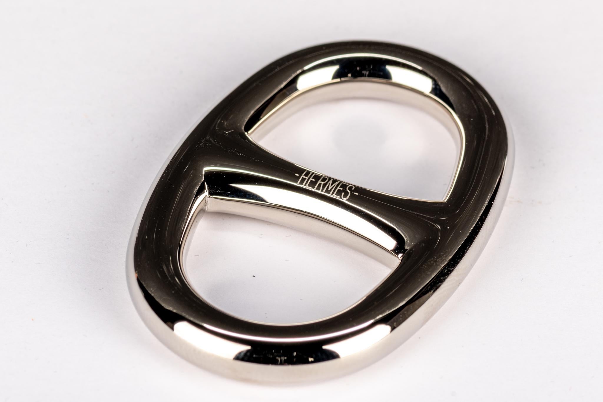 New in Box  Hermès Palladium Scarf Ring 2