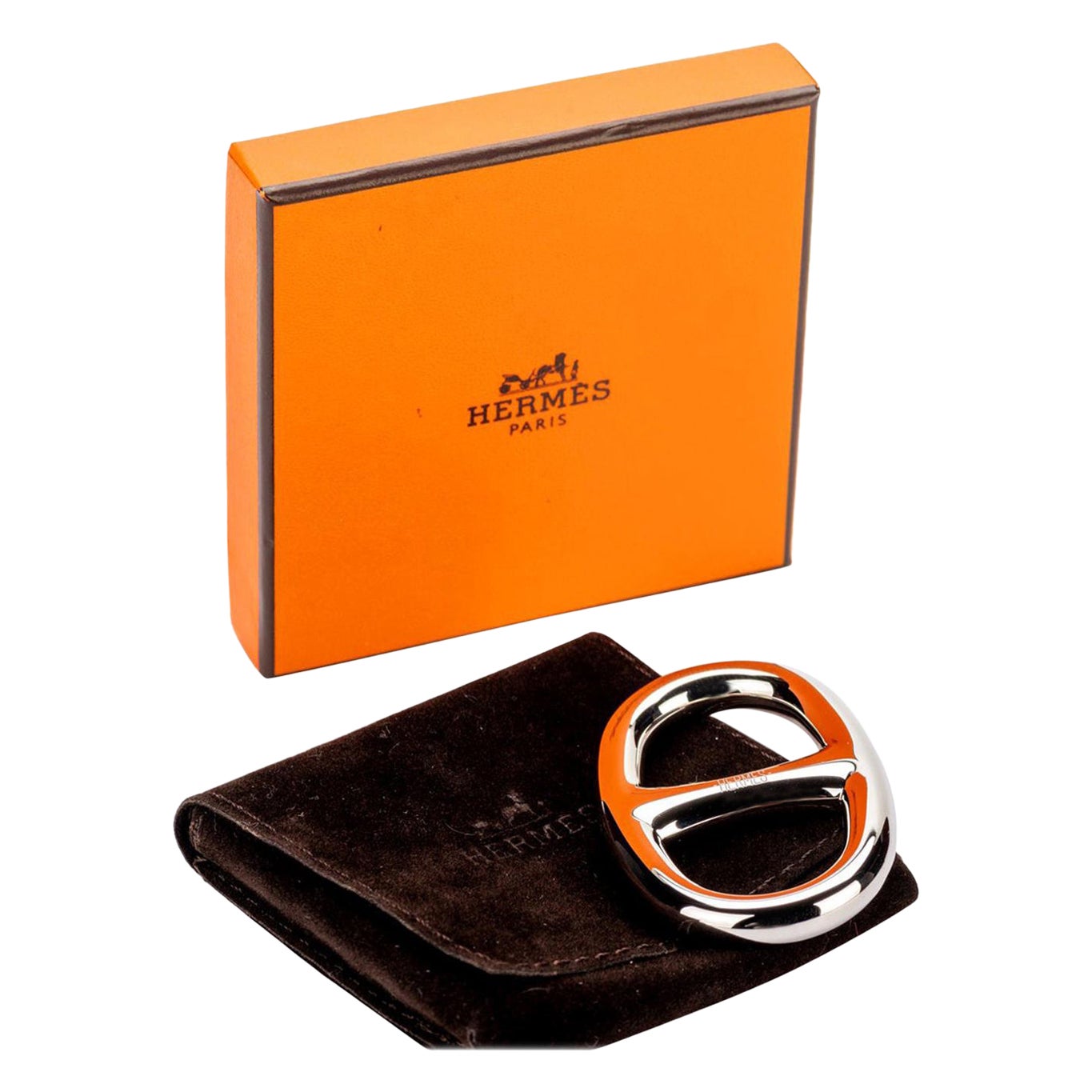 Nuovo in scatola  Anello sciarpa Hermès Palladium