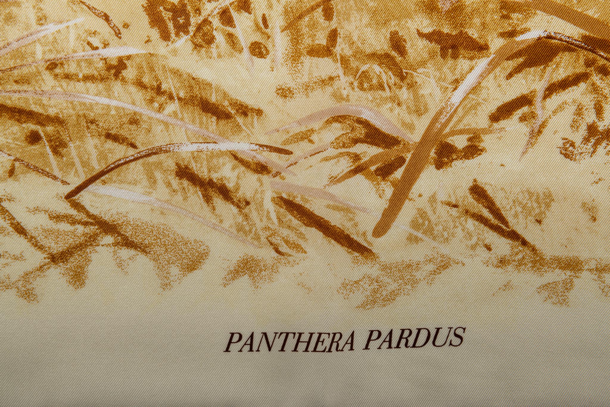 New in Box Hermes Panthera Silk Beige Scarf In New Condition In West Hollywood, CA
