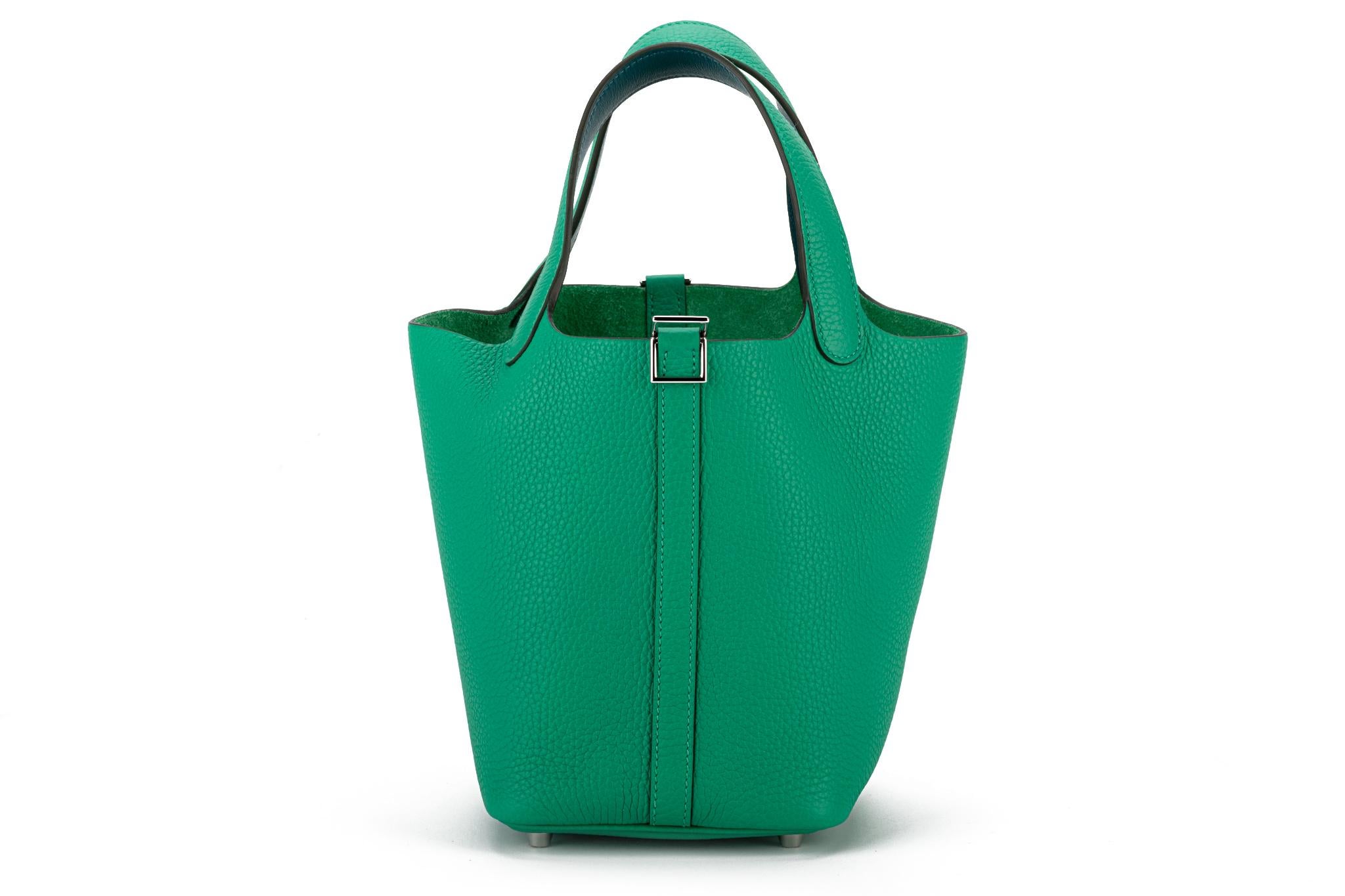 Blue New in Box Hermes Picotin 18 Menthe Palladium