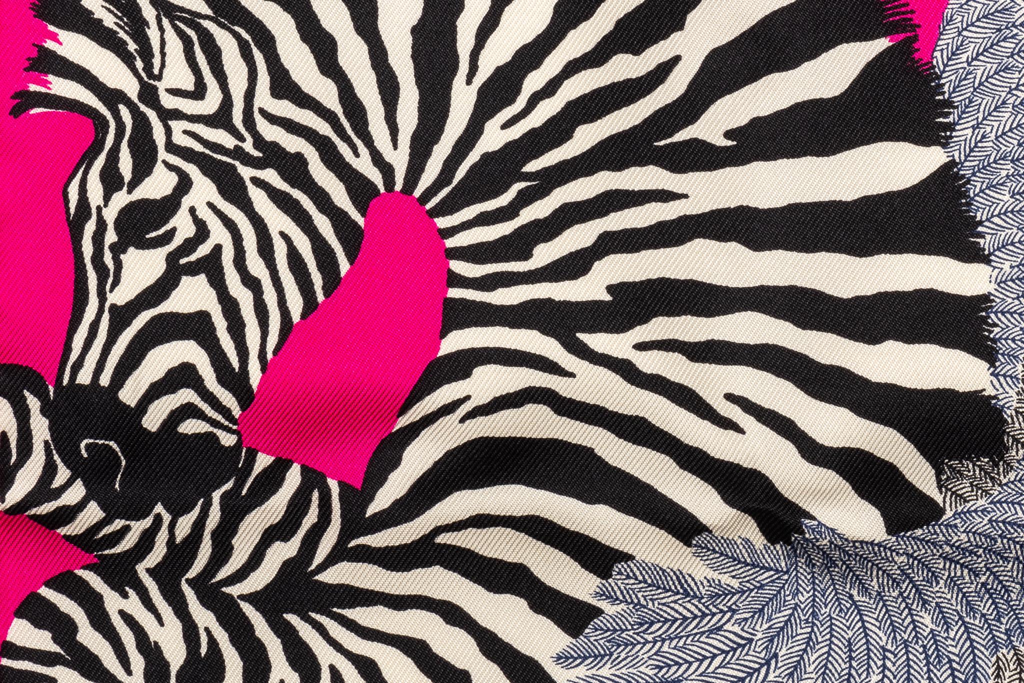 New in Box Hermes Pink Collectible Zebra Nano Pochette Scarf 8