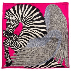 Hermes Rosa Sammlerstück Zebra Pochette-Schal, Originalverpackt