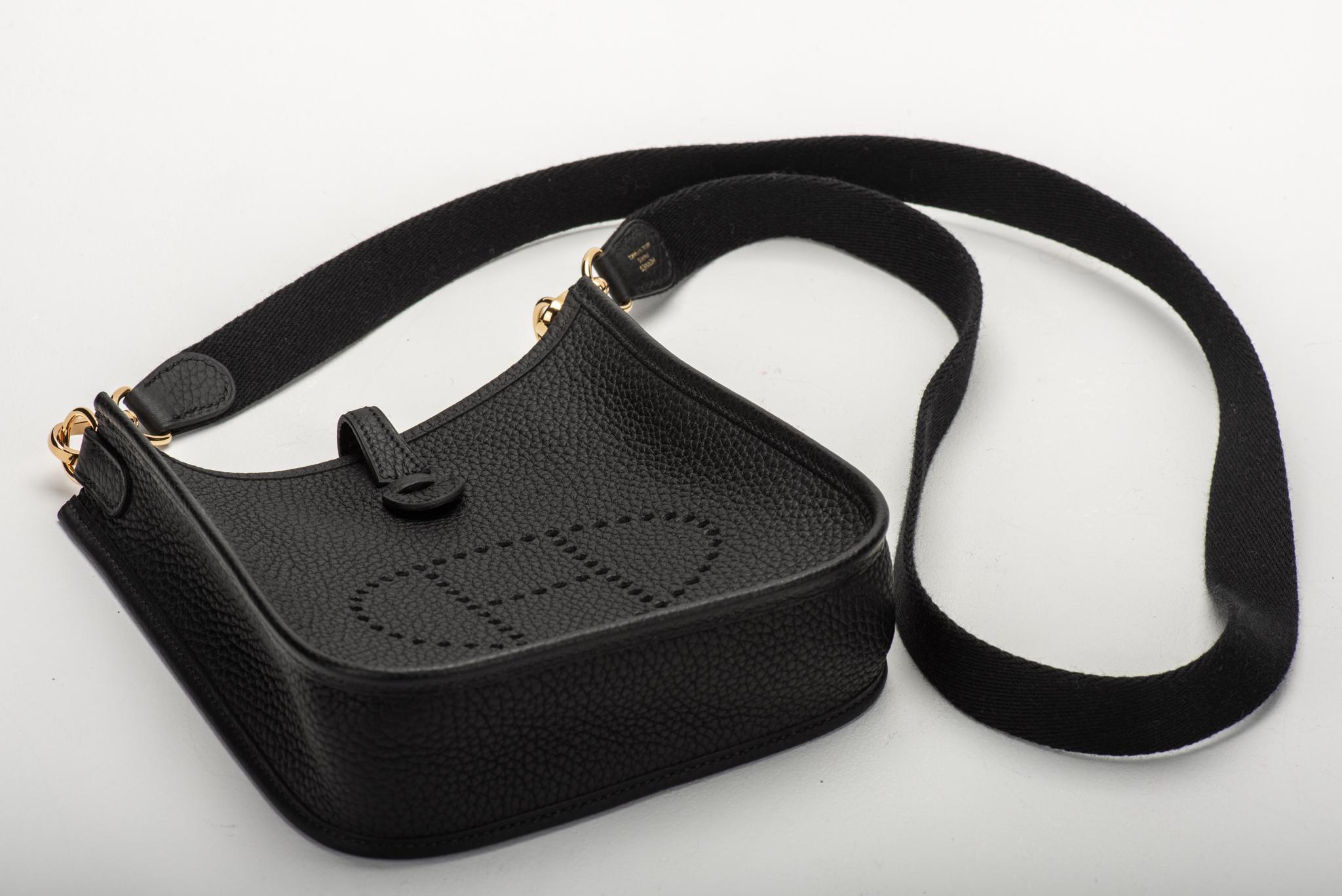 New in Box Hermes Rare Mini Evelyne Black Gold In New Condition For Sale In West Hollywood, CA
