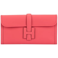 New in Box Hermes Rare Rose Azalee Jige Elan Clutch