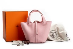 New in Box Hermes Rare Rose Sakura Picotin 18cm Bag