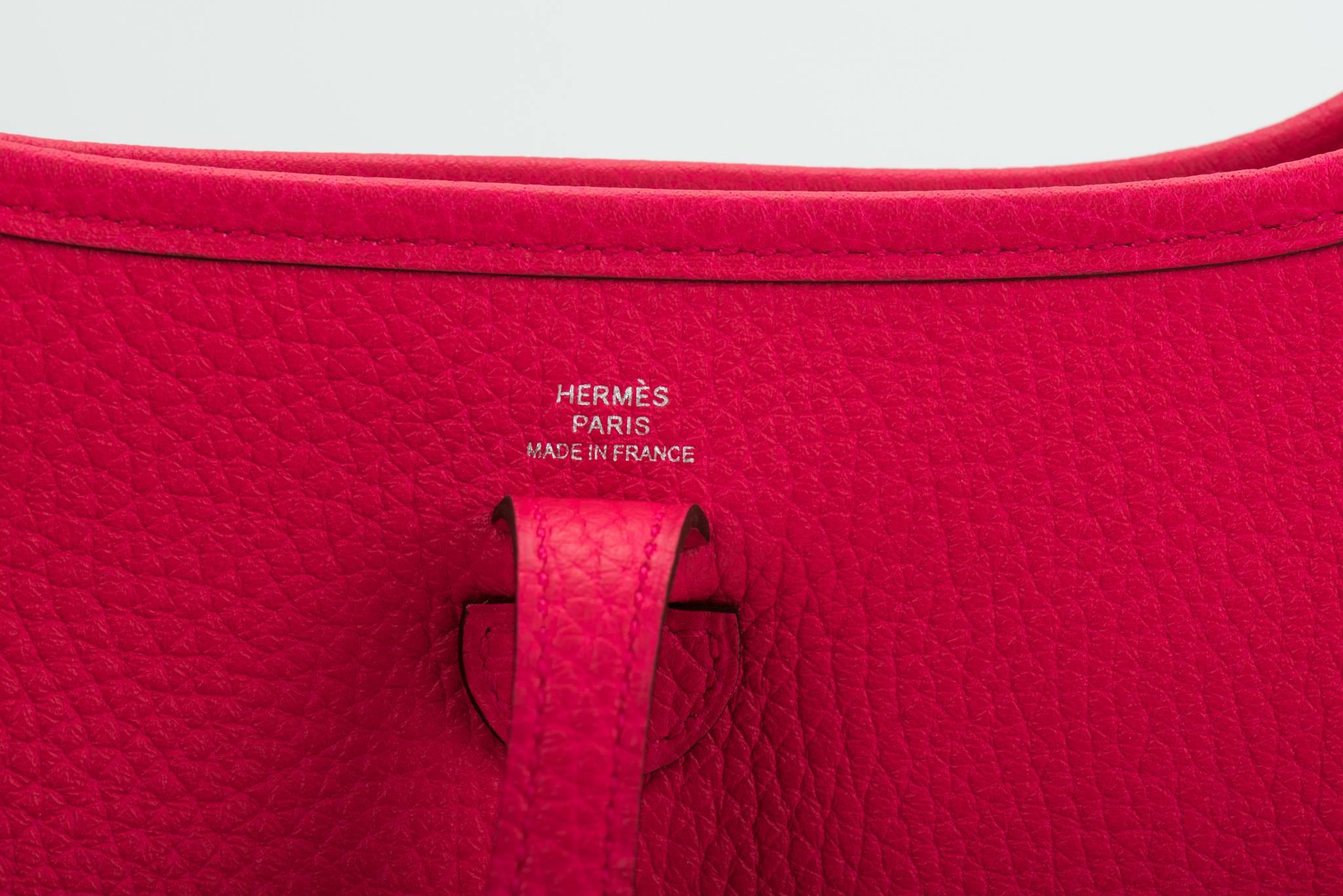 Red New in Box Hermes Rose Extreme Mini Evelyne Bag