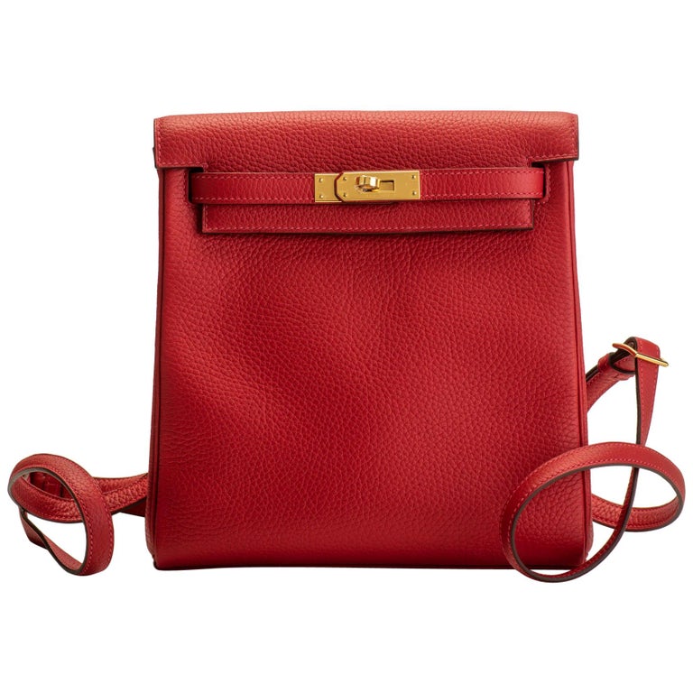 New in Box Hermes Rouge Casaque Kelly A Dos Bag For Sale