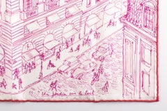 Écharpe Gavroche « Le Jardin » en soie fuchsia Hermès, neuve dans sa boîte