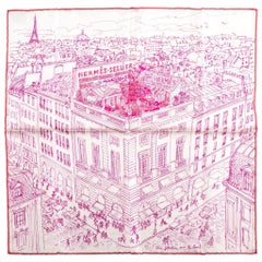 New in Box Hermes Silk Gavroche Fuchsia "Le Jardin" Scarf