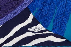 New in Box Hermès Teal & Blue Silk Pouchette Zebra Scarf