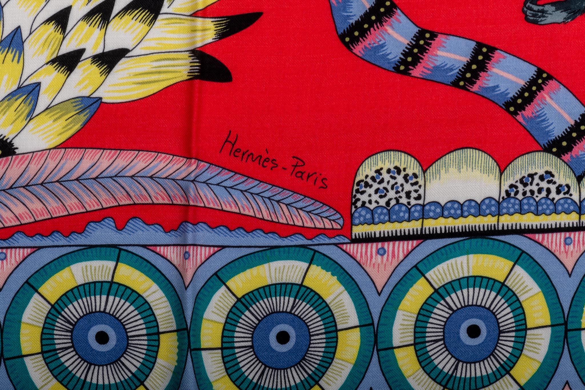 Hermès limited edition Ardmore Artists designer Savana dance cashmere-and-silk shawl. 54